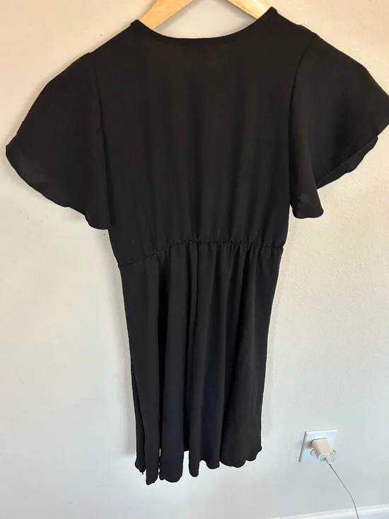 See You Monday Black V-Neck Girly Dress with Bow to Tie. Lightweight Womens S - Picture 6 of 8